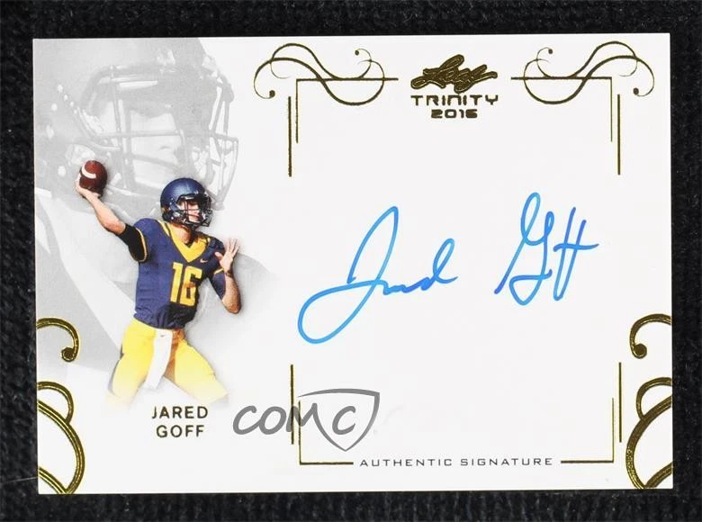 Jared Goff Leaf Trinity Autograph #AJG1 Gold