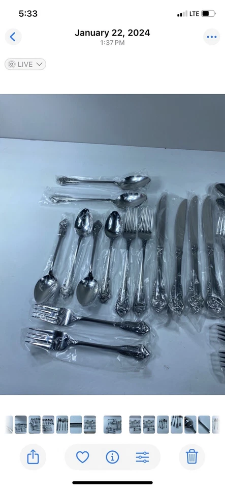 EKCO ETERNA CUSTOM STAINLESS FLATWARE French ROSE PATTERN 24 Pieces - Image 2 of 4