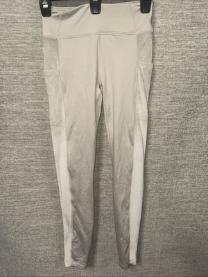 Women s VS Pink Active Ivory Long Leggings With Velvet Stripe Down Sides Size XS