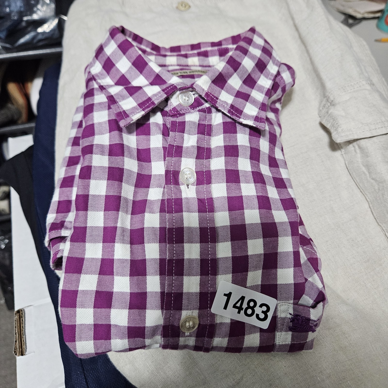 Burberry Brit Shirt Mens Small Purple Check Butto… - image 11