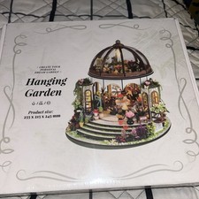 DIY Miniature House Kit Greenhouse Oasis w LED Lights  Hanging Garden Book Nook