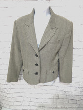 Vintage 90's Worthington Blazer Jacket Women's 12 Brown Herringbone Wool Blend
