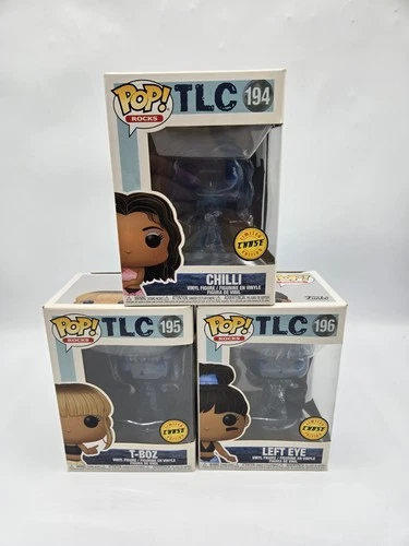 Funko Pop! Rocks: TLC- Chilli #194, T-Boz #195, Left Eye #196 Vinyl CHASE SET!