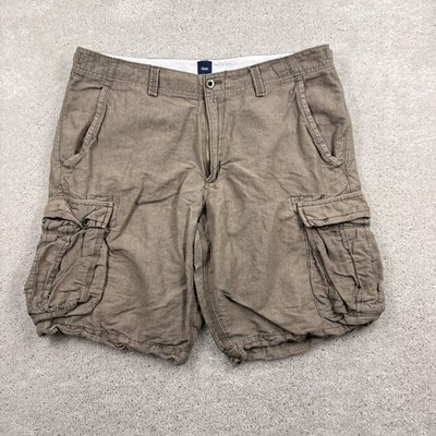 Gap Linen Cargo Shorts Mens Size 36 Beige Flat Front Bermuda Summer Beach