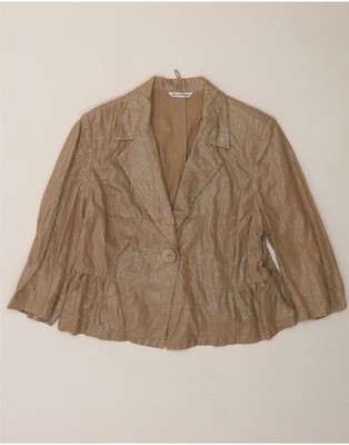 MARKS & SPENCER Womens 1 Button 3/4 Sleeve Blazer Jacket UK 18 XL  Brown BJ02