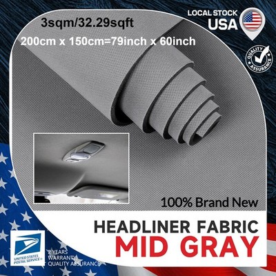 Flat Knit Headliner Fabric 79''L x 60''W for Car Truck Interior Roof Replace Gray