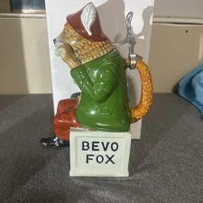 Vtg New Budweiser Beer Stein Bevo Fox 1993 Ltd Ed COA & Brochure Germany RARE