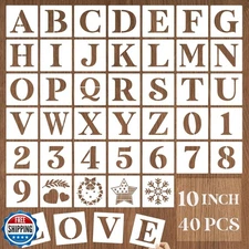 YEAJON 10 Inch Letter Stencils and Numbers, 40 Pcs Alphabet Drawing Templates