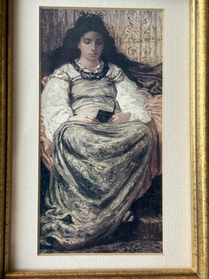 Miniature Art Print Girl Reading In Costume Quiet Solitude Elihu Vedder Framed