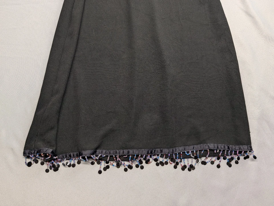 Vestido Ronni Nicole para mujer mediano negro con dobladillo con cuentas sin mangas malla sin mangas vintage Foto 3 de 4