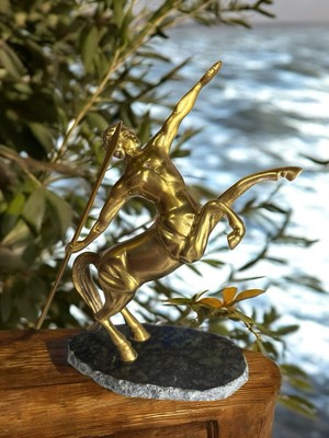 Vtg Solid Brass Greek Mythical Centaur w/ Javelin Spear 8 H x 6.5 L Figurine