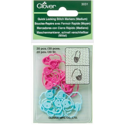 3 Pack Clover Quick Locking Stitch Markers-Medium 20/Pkg 3031