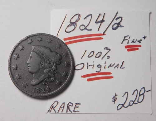 Photo of a 1824-P Large Cent from an eBay listing that sold on Jul 17, 2026