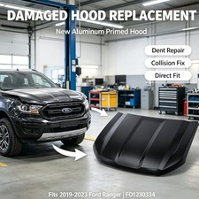 Aluminum Hood Panel Bonnet Shell Fits 2019 2020 2021 2022 2023 Ford Ranger Black