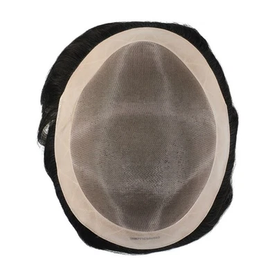 Sistema de cabello mono fino Toupee para hombre para hombre piezas de cabello negro natural de piel polivinílica #1C - Imagen 1 de 4