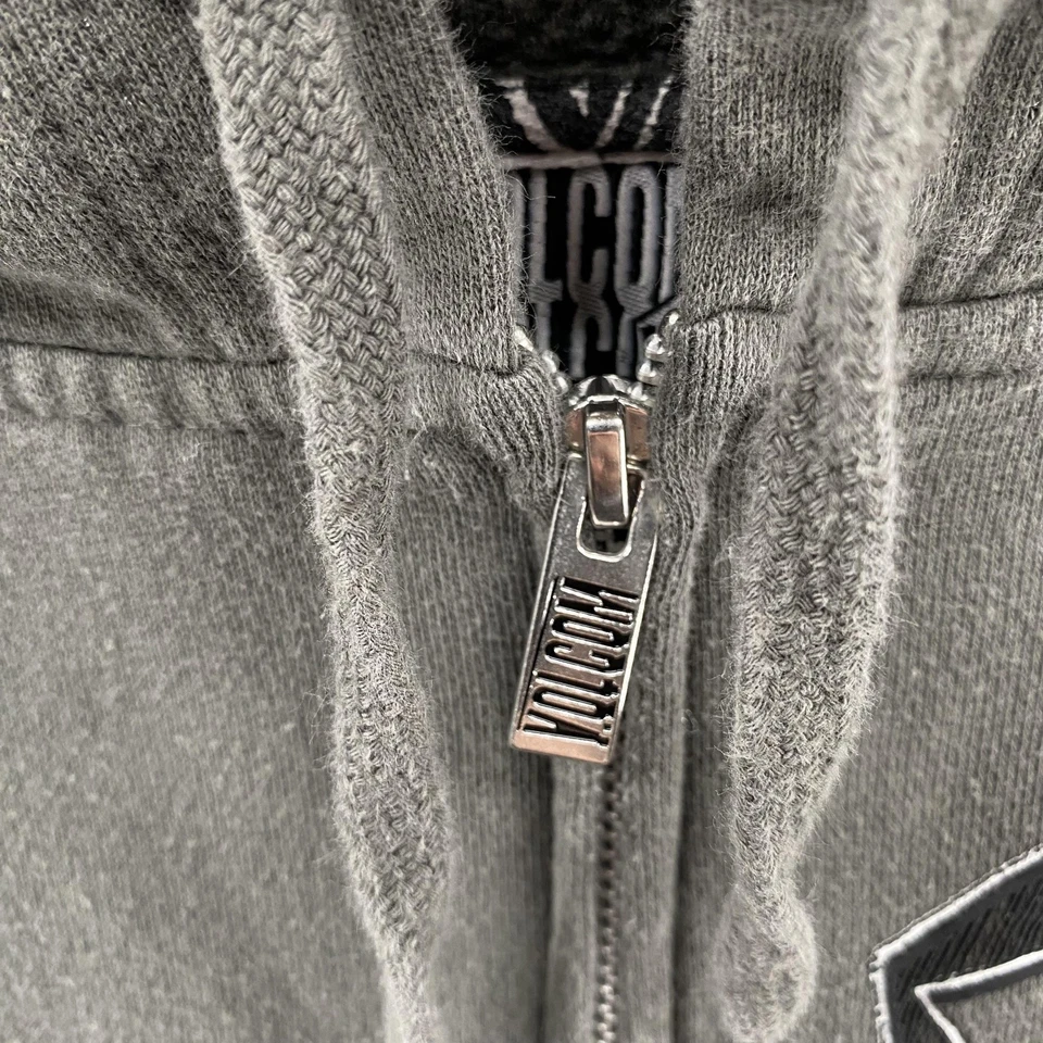 VINTAGE Volcom Hoodie Men XL Gray Full Zip Sweatshirt Skater Streetwear Y2K 00s - Image 3 of 4