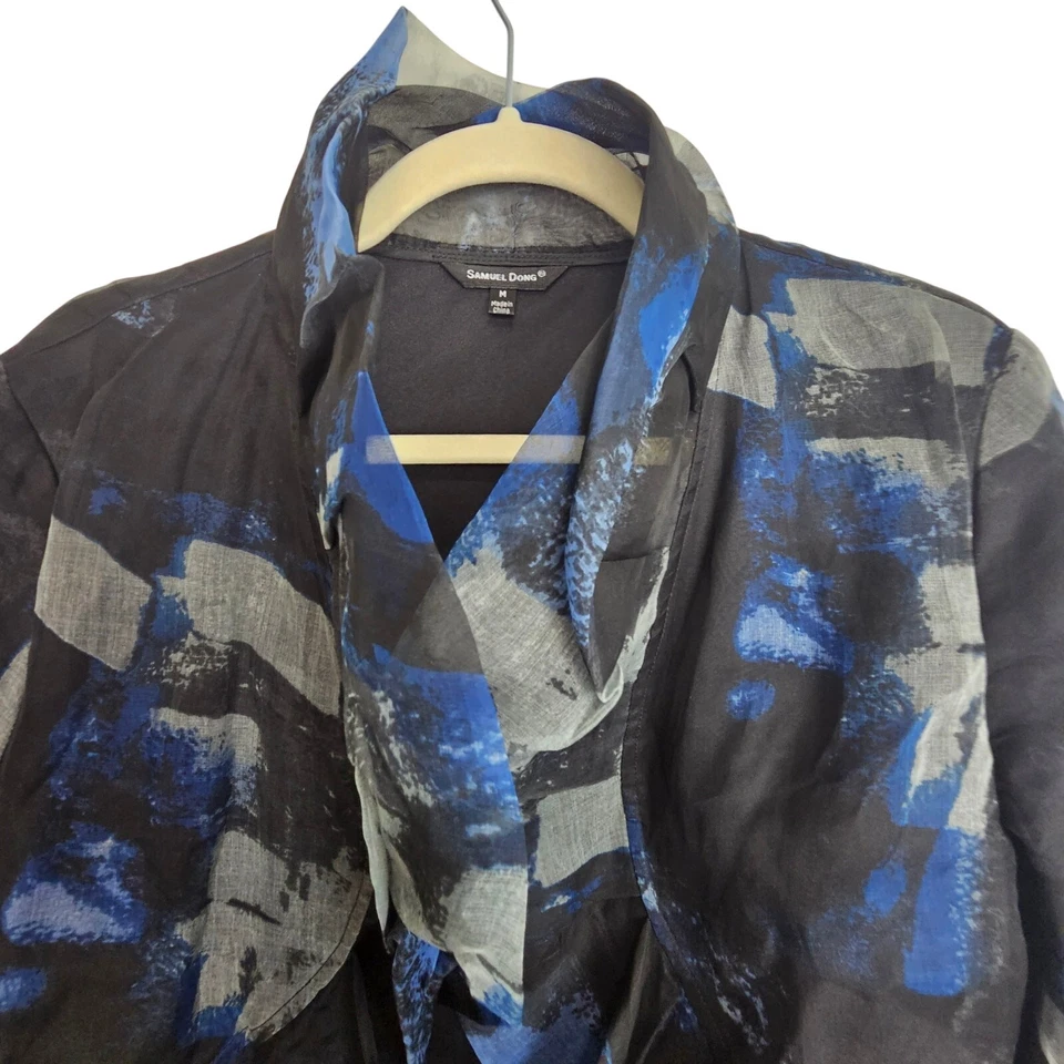 Samuel Dong Mujer Seda Organza Bolero Abstracto Topper Chaqueta Cóctel Fiesta M Foto 2 de 4