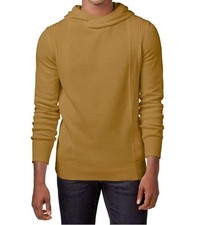 Sean John Men's Pullover Cotton Knit Hooded Sweater, Golden Brown, Large