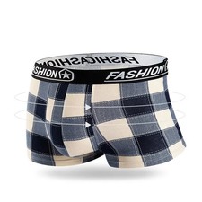 Plaid Boxer Shorts Mid Rise Breathable Comfortable Men's Underwear 4 Pcs