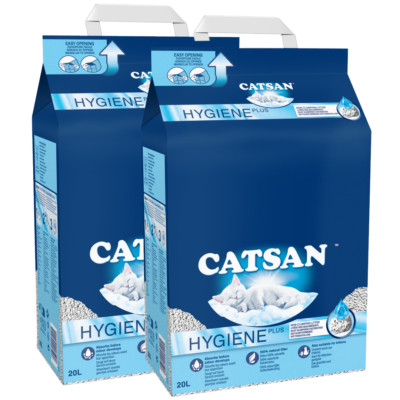 CATSAN Hygiene Plus 2x20l - natürlicher Katzenstreu