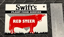 Swift’s Plant Food Service Red Steer Thick Metal Magnet Agriculture Gas Oil Sign