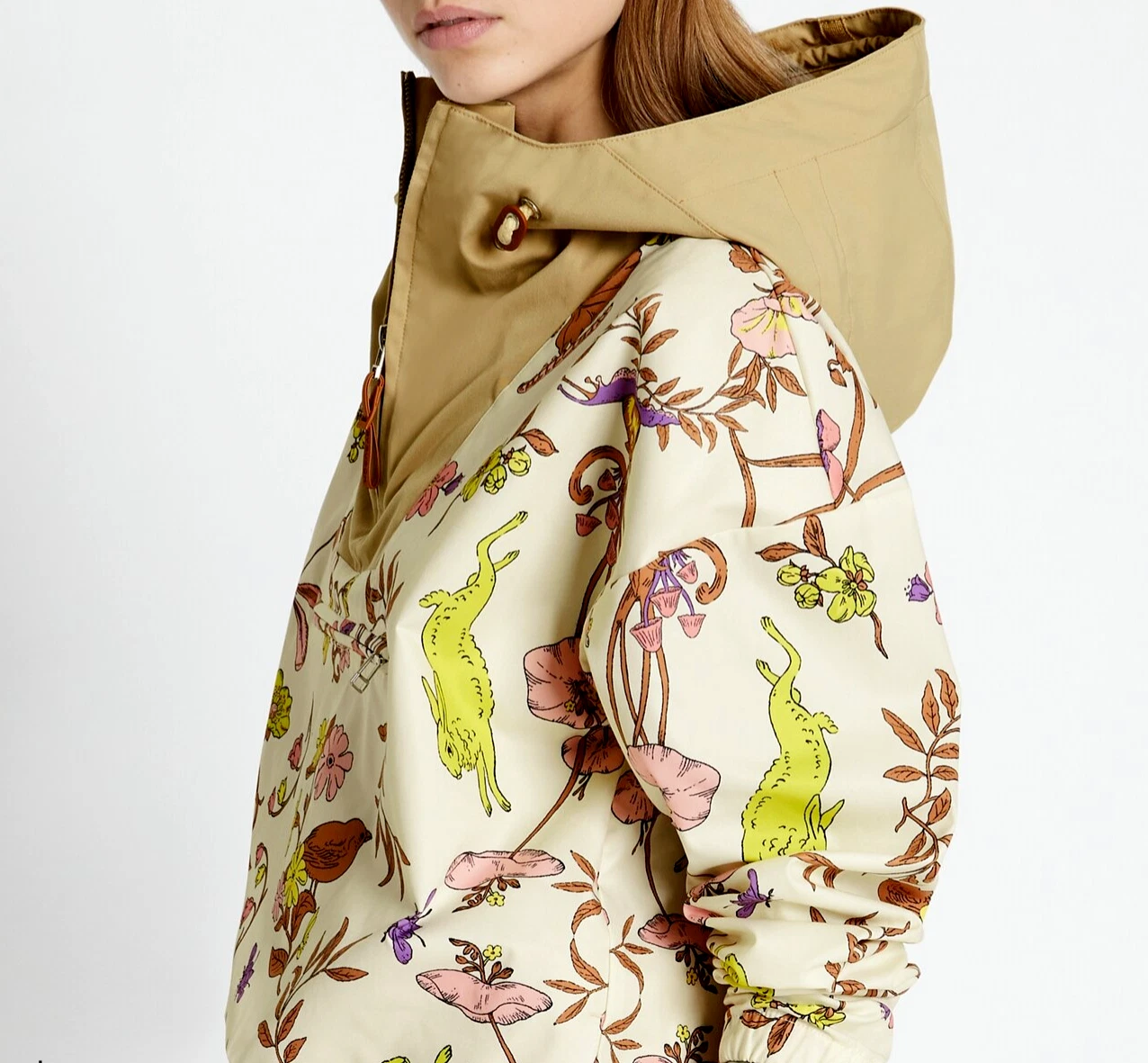 TORY BURCH GIACCA MEZZA ZIP NYLON ANORAK NUOVA AVORIO PRATO TAGLIA US M NUOVA CON ETICHETTE