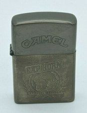 Vintage Camel Lighter Cap Horn Special Edition Flip Top Embossed Globe