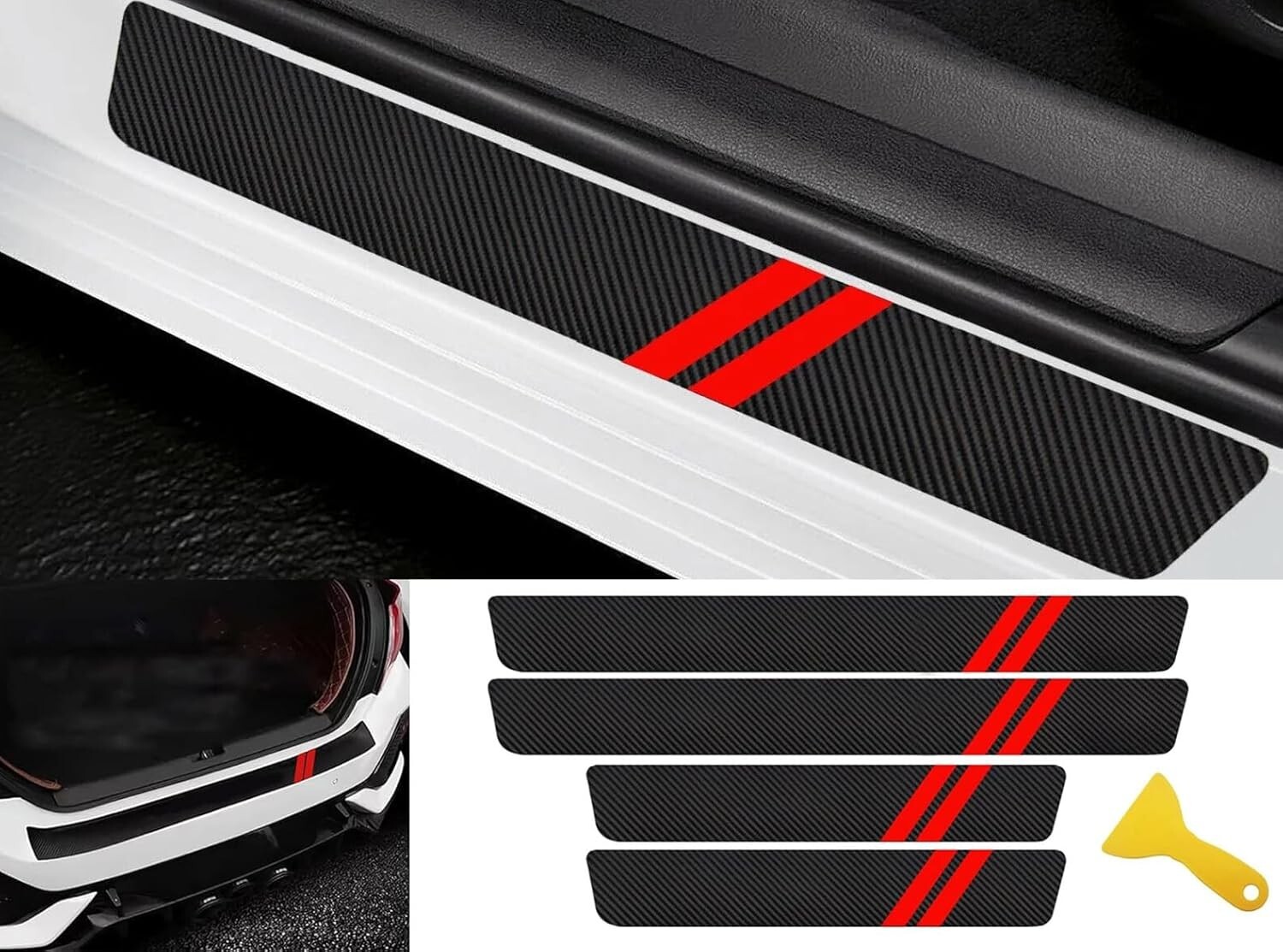 4PCS For Dodge Door Plate Sill Scuff Anti Scratch Decal Sticker Protector