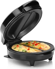 HOLSTEIN HOUSEWARES Omelet Maker Black Stainless Steel 2-Non-Stick Sections USA