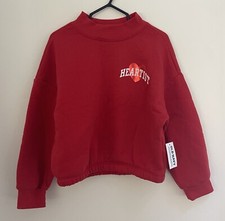 Old Navy Girls Cozy Soft Fleece Lined Cropped Pullover Sweatshirt Red XS NWT