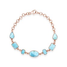 Rose Gold Plated Sterling Silver Dominican Multi Shape Larimar Bracelet Jewelry
