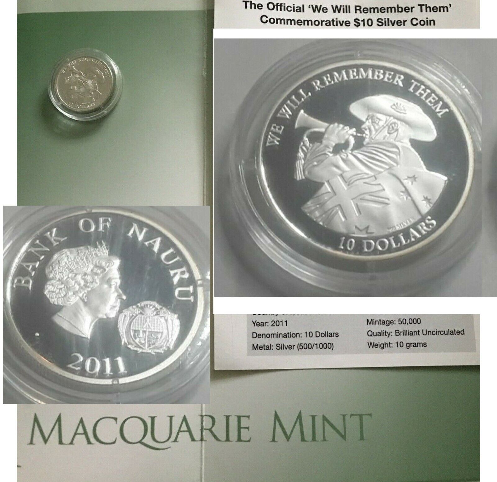 2011 Macquarie Mint Silver $10 35% OFF Coin ANZACS Folder We Shipping included Reme - Will