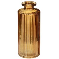 Minivasen Glas Orange Rillen Deko Retro H13Cm 6Er Set, 6 StüCk