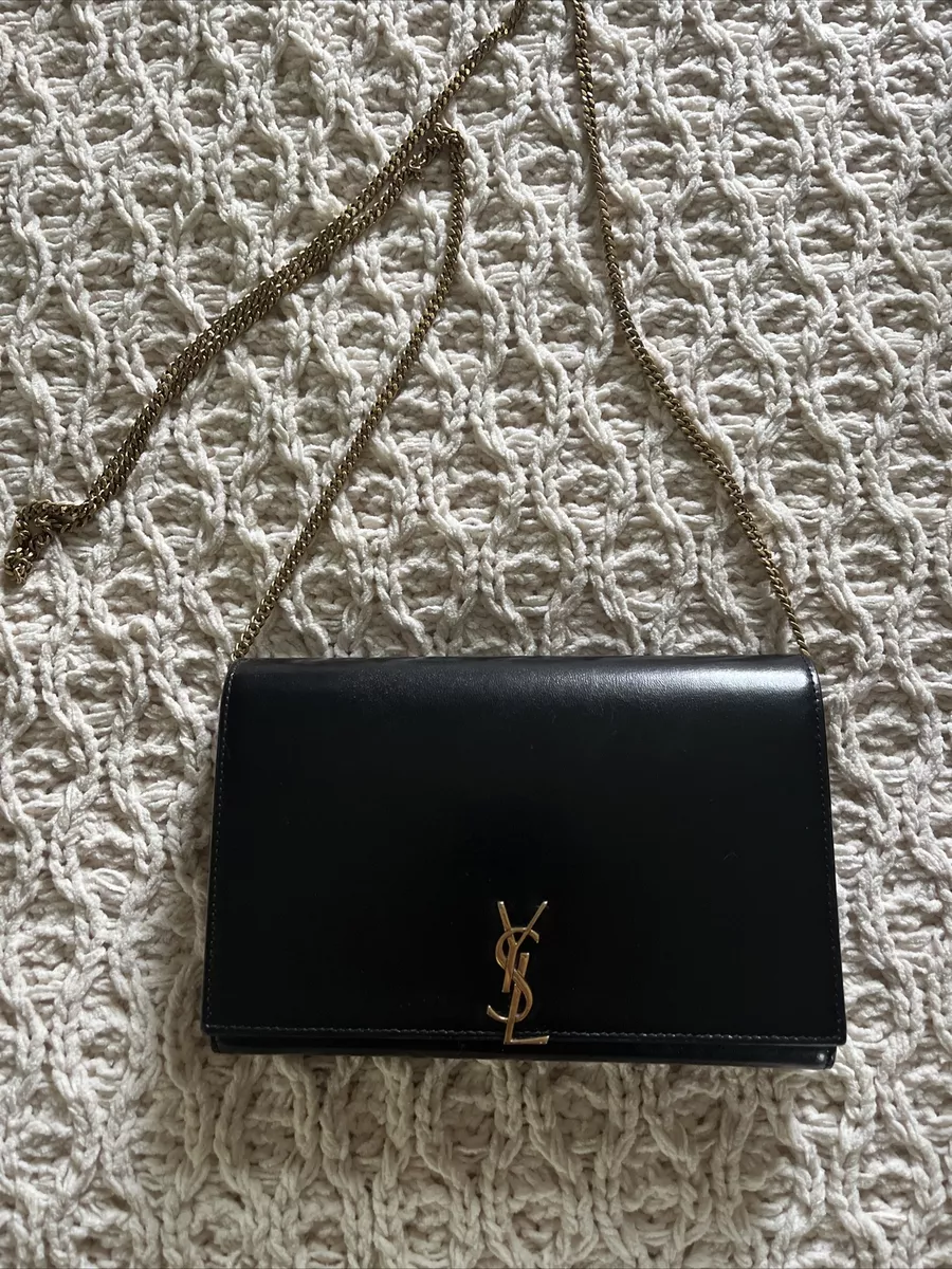 YSL Le Monogramme Glossy Wallet On Crossbody Chain