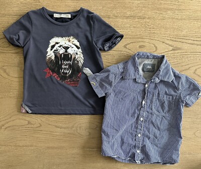 Lot Of 2 Lapin House Boys Button Down size 104cm (4) And T-shirt