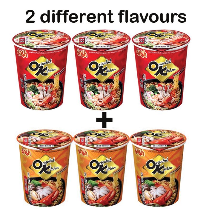 MAMA Instant Cup Oriental Kitchen Noodles Spicy Seafood Bundle 6