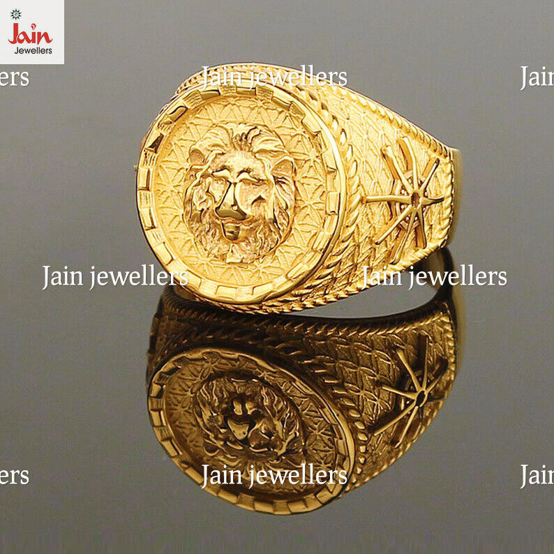 18 Kt, 22 Kt Yellow Gold Handmade Lion Head Men'S Ring 8 7 8 18 Kt, 22 Kt Yellow Gold Handmade Lion Head Men'S Ring 8 7 8