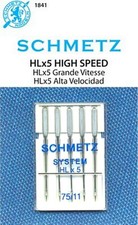 Schmetz HLX5 High Speed Home Quilting Machine Needles 75/11 5 Pack Part S1841