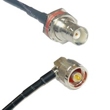 RFC240 BNC FEMALE BULKHEAD to N MALE ANGLE Coax RF Cable USA-Ship Lot