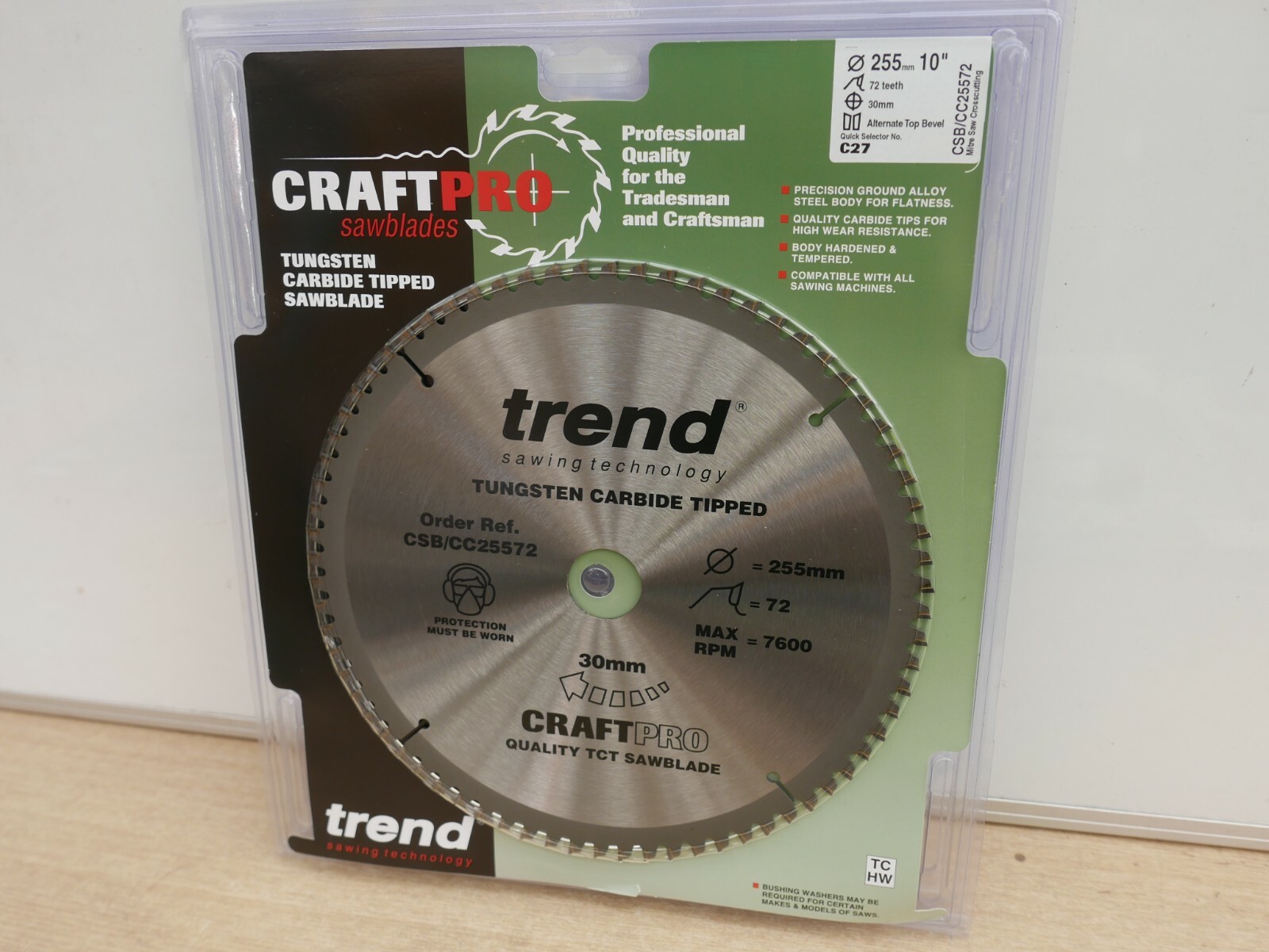 TREND CSB/CC25572 255MM 72T TCT EVOLUTION MAKITA MLS100 MITRE SAW BLADE