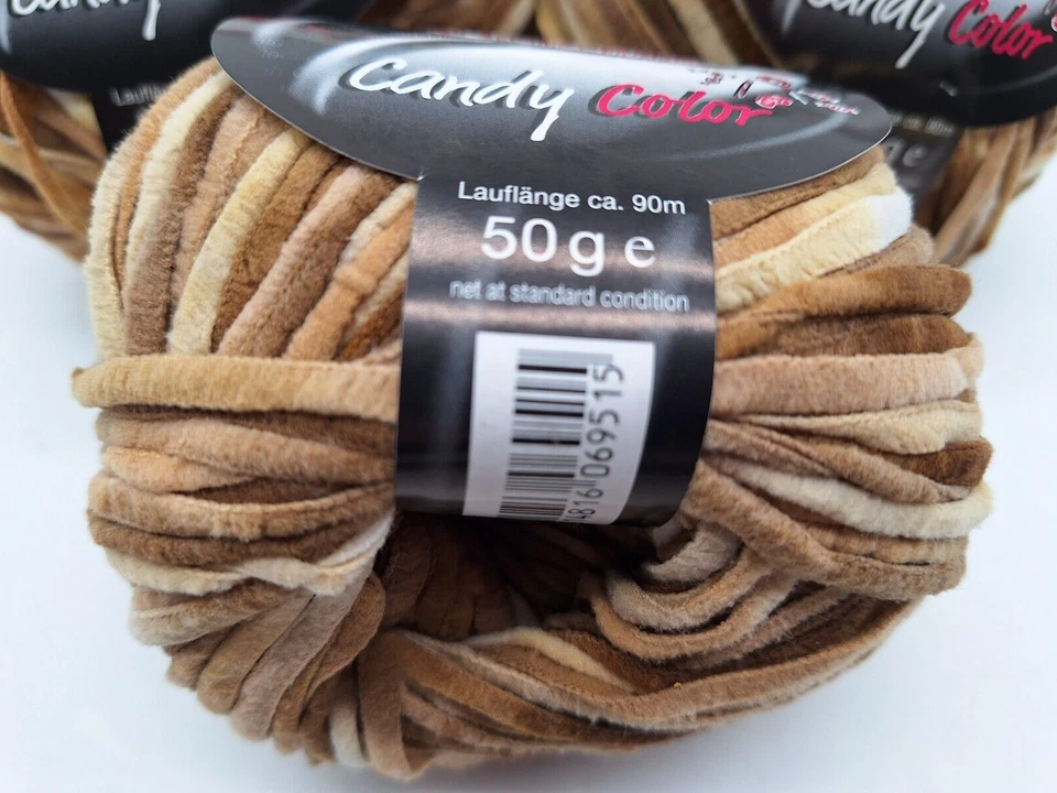 3 Balls  Candy Color Yarn Austermann Brown Beige Microfiber 50 g balls - Image 2 of 4