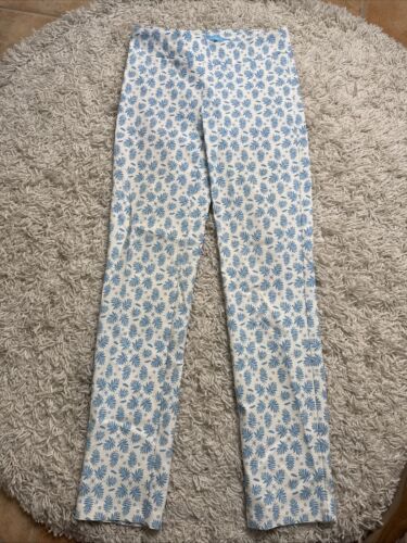 J. McLAUGHLIN Womens Pull On Pants Stretch Blue White Leaf Lightweight Size 4