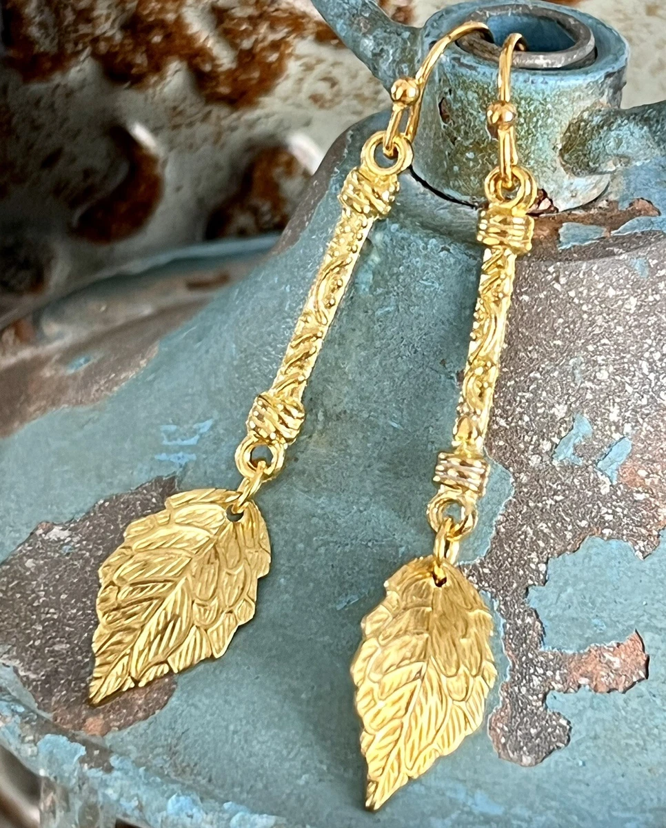 Leaf dangle earrings deals