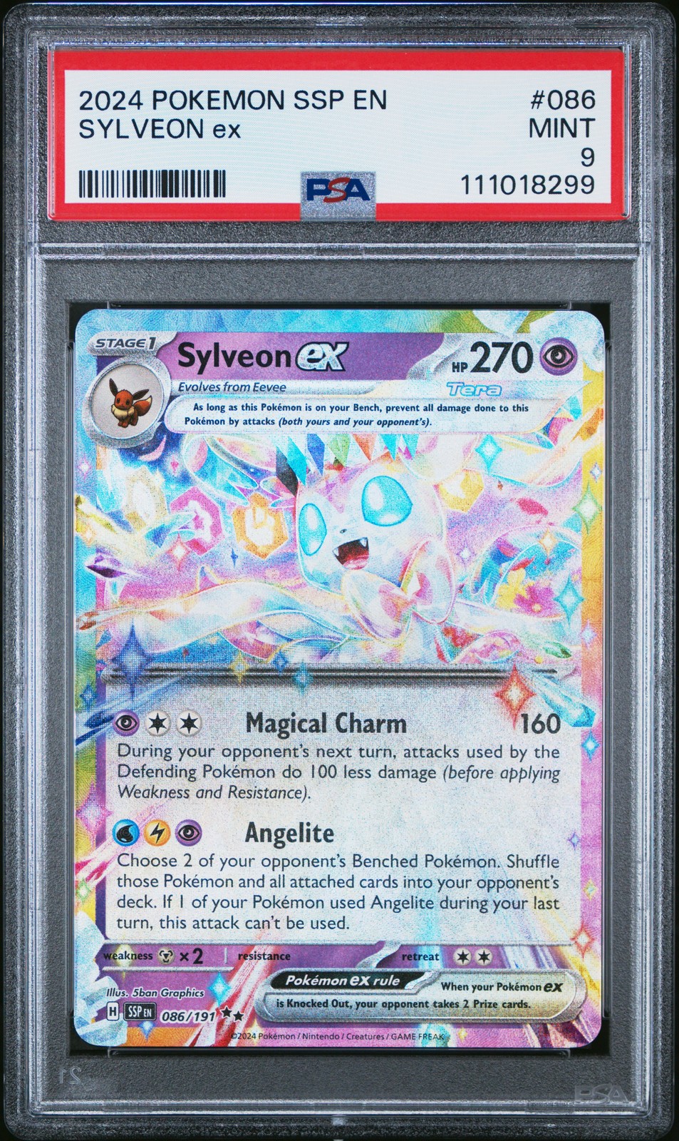 2024 POKEMON SSP EN-SURGING SPARKS #086 SYLVEON EX PSA 9