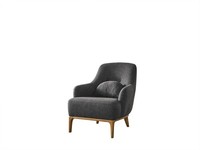 Sessel Design Luxus Polster Lounge Grau Modernes Wohnzimmer Holz Textil