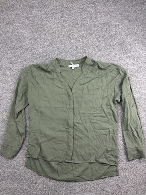 Young Fabulous & Broke Blouse Womens XS Green Rayon Popover V Neck Tunic Top