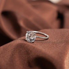 Round Cut Stone Engagement Ring Cubic Zirconia Stones 925 Sterling Silver