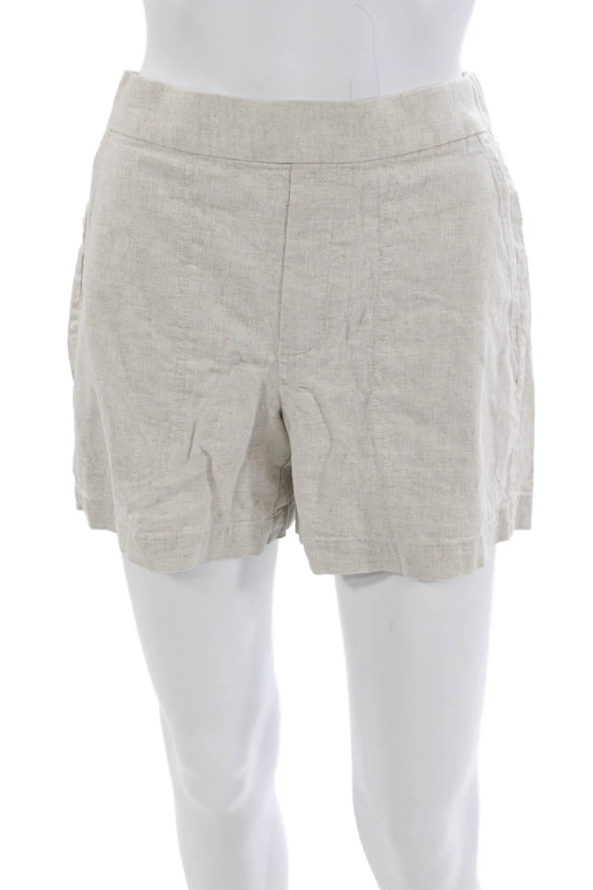Banana Republic Unisex Beige Solid Beach Linen Cotton Blend Shorts Size XS