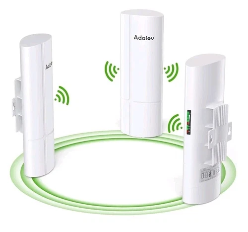 🛜 AdaLov 3PCS Wireless Bridge Kit, Gigabit Point to 2 Points Outdoor WiFi 🛜