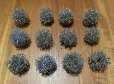 12 PIER 1 Silver  Glitter Wire Spheres Ornaments Orbs Bowl Fillers  2.5”